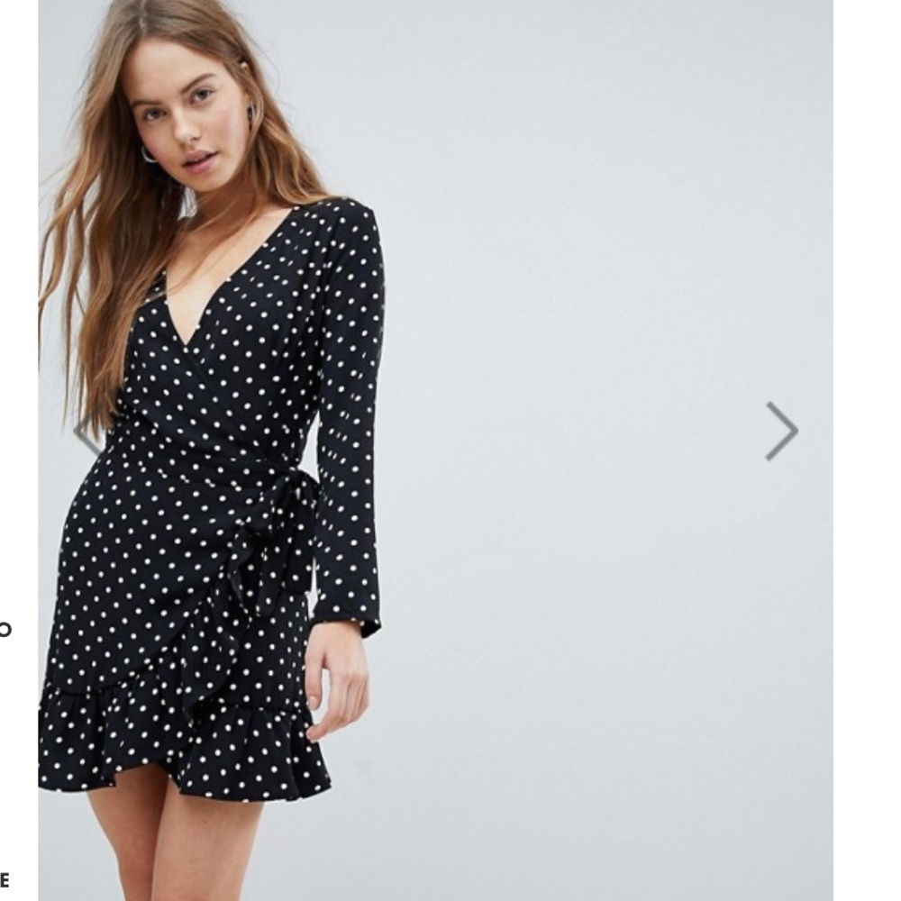 NWT Bershka polka dot long sleeve wrap dress - Picture 1 of 7